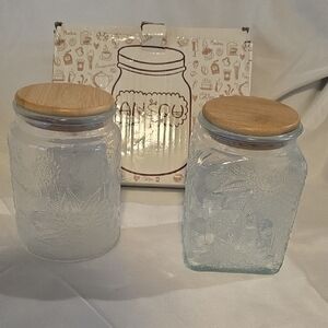 Vintage-style glass storage jars with airtight bamboo lids